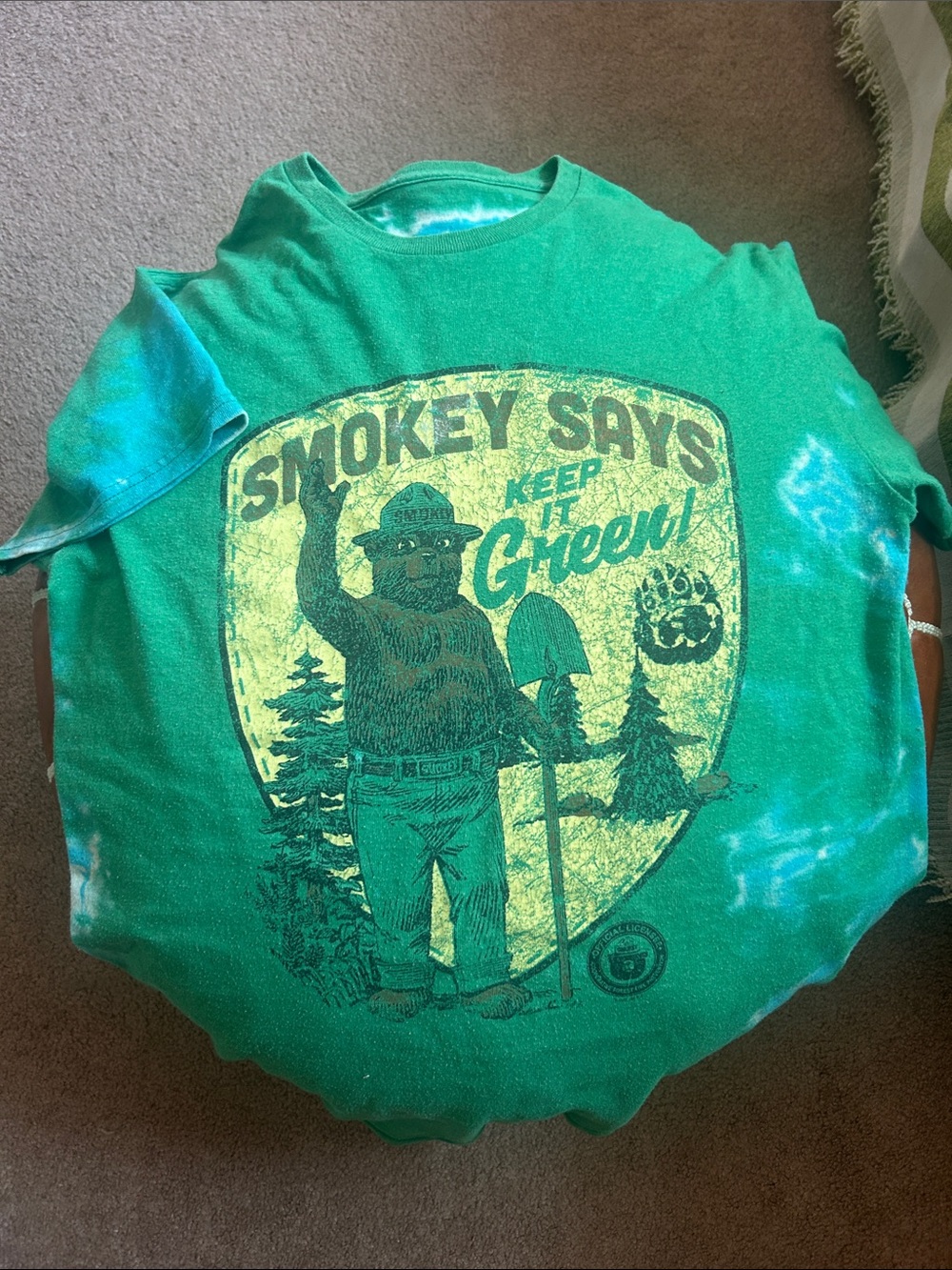 Smokey🌲 Says Keep It Green | tie dye Graphic Tee - Green / Aqua